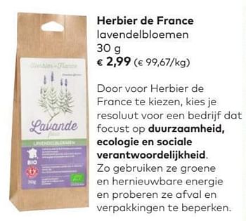 Promoties Herbier de france lavendelbloemen - l'Herbier de France - Geldig van 01/07/2020 tot 04/08/2020 bij Bioplanet