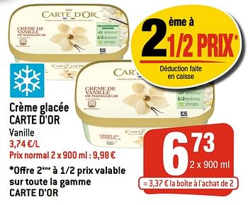 Promoties Crème glacée carte d`or - Carte D'Or - Geldig van 15/07/2020 tot 21/07/2020 bij Smatch