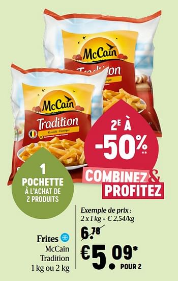 Promotions Frites mccain tradition - Mc Cain - Valide de 16/07/2020 à 22/07/2020 chez Delhaize