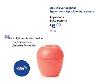 Promoties Appeldoos boite pomme - Huismerk - Tupperware - Geldig van 29/06/2020 tot 27/09/2020 bij Tupperware