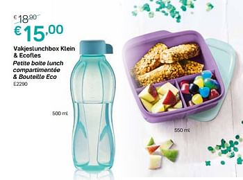 Promoties Vakjeslunchbox klein + ecofles petite boite lunch compartimentée + bouteille eco - Huismerk - Tupperware - Geldig van 29/06/2020 tot 27/09/2020 bij Tupperware