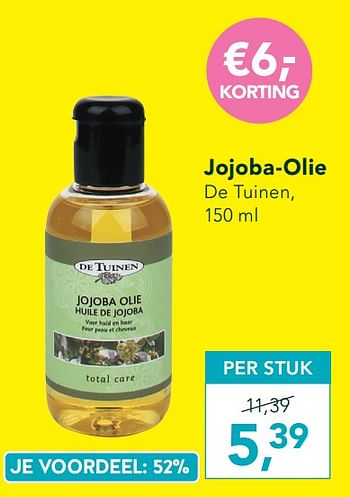 Promotions Jojoba-olie de tuinen - De Tuinen - Valide de 13/07/2020 à 09/08/2020 chez Holland & Barret