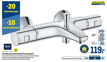 Promotions Thermostat de douche-bain precision start - Grohe - Valide de 29/07/2020 à 11/08/2020 chez Makro