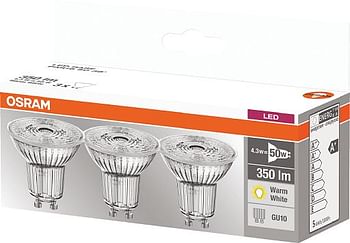 Promoties Osram LED Spot BASE Par16 GU10 3,6 W 350 Lm 2700 K 3 stuks - Osram - Geldig van 29/07/2020 tot 11/08/2020 bij Makro
