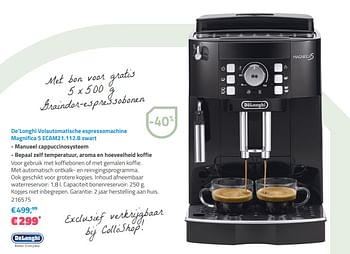 Promotions De`longhi volautomatische espressomachine magnifica s ecam21.112.b zwart - Delonghi - Valide de 01/08/2020 à 31/08/2020 chez ColliShop