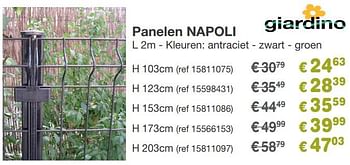 Promoties Panelen napoli - Giardino - Geldig van 02/07/2020 tot 12/08/2020 bij Europoint
