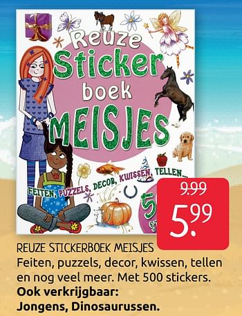 Promoties Reuze stickerboek meisjes - Huismerk - Boekenvoordeel - Geldig van 17/07/2020 tot 24/07/2020 bij BoekenVoordeel