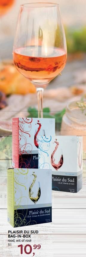 Promoties Plaisir du sud bag-in-box rood, wit of rosé - Rode wijnen - Geldig van 29/07/2020 tot 11/08/2020 bij Alvo