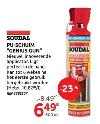 Promotions Pu-schuim genius gun - Soudal - Valide de 29/07/2020 à 10/08/2020 chez BricoPlanit