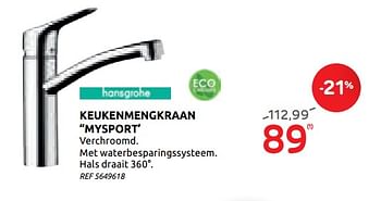 Promoties Keukenmengkraan mysport - Hansgrohe - Geldig van 29/07/2020 tot 10/08/2020 bij BricoPlanit