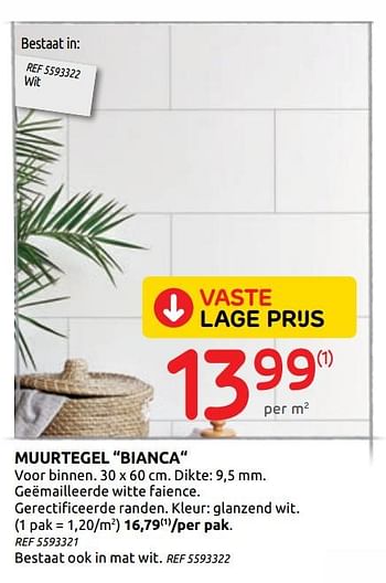 Promoties Muurtegel bianca - Huismerk - BricoPlanit - Geldig van 29/07/2020 tot 10/08/2020 bij BricoPlanit