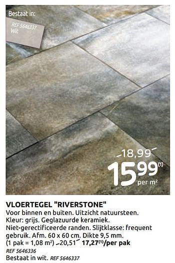 Promoties Vloertegel riverstone - Huismerk - BricoPlanit - Geldig van 29/07/2020 tot 10/08/2020 bij BricoPlanit