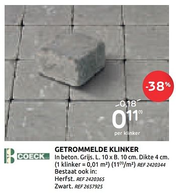 Promoties Getrommelde klinker - Coeck - Geldig van 29/07/2020 tot 10/08/2020 bij BricoPlanit