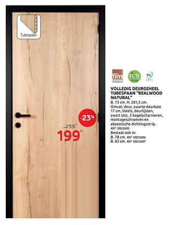 Promoties Volledig deurgeheel tubespaan realwood natural - Group Thys - Geldig van 29/07/2020 tot 10/08/2020 bij BricoPlanit