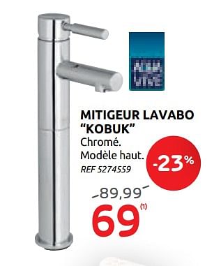 Promotions Mitigeur lavabo kobuk aquavive - AQUA VIVE - Valide de 29/07/2020 à 10/08/2020 chez BricoPlanit