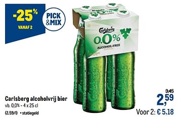 Promotions Carlsberg alcoholvrij bier 0,0% - Carlsberg Luxe - Valide de 29/07/2020 à 11/08/2020 chez Makro