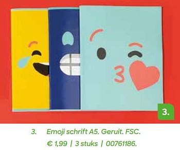Promoties Emoji schrift a5. geruit. fsc - Emoji - Geldig van 22/07/2020 tot 29/09/2020 bij Ava