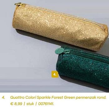 Promoties Quattro colori sparkle forest green pennenzak rond - Quattro Colori - Geldig van 22/07/2020 tot 29/09/2020 bij Ava