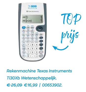 Promoties Rekenmachine texas instruments ti30xb wetenschappelijk - Texas Instruments - Geldig van 22/07/2020 tot 29/09/2020 bij Ava