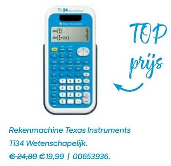 Promoties Rekenmachine texas instruments ti34 wetenschapelijk - Texas Instruments - Geldig van 22/07/2020 tot 29/09/2020 bij Ava