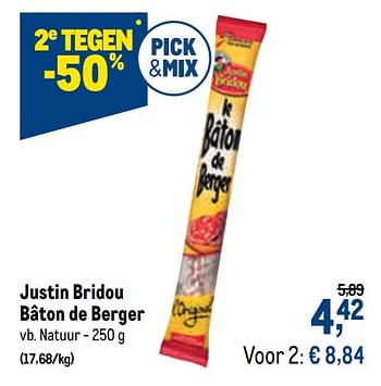 Promoties Justin bridou bâton de berger natuur - Justin Bridou - Geldig van 29/07/2020 tot 11/08/2020 bij Makro