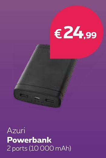 Promotions Azuri powerbank 2 ports - Azuri - Valide de 18/07/2020 à 31/07/2020 chez Proximus