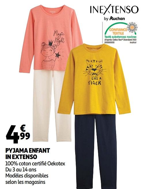 Inextenso Pyjama enfant in extenso En promotion chez Auchan Ronq