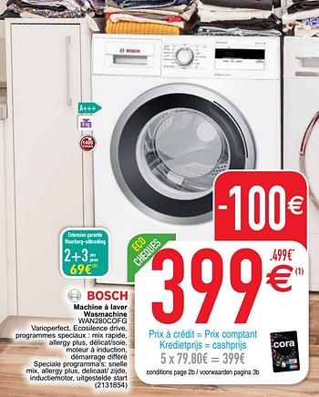 Promotions Bosch machine à laver wasmachine wan280cofg - Bosch - Valide de 28/07/2020 à 10/08/2020 chez Cora