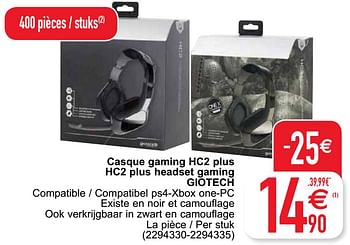 Promoties Casque gaming hc2 plus hc2 plus headset gaming giotech - Huismerk - Cora - Geldig van 28/07/2020 tot 10/08/2020 bij Cora