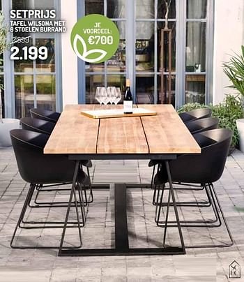 Promoties Setprijs tafel wilsona met 6 stoelen burrano - Huismerk - Oh'Green - Geldig van 01/04/2020 tot 30/06/2020 bij Oh'Green