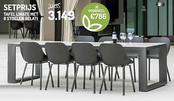 Promoties Setprijs tafel linate met 8 stoelen gelati - Huismerk - Oh'Green - Geldig van 01/04/2020 tot 30/06/2020 bij Oh'Green