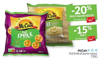 Promotions Mccain kid smile of puree natuur - Mc Cain - Valide de 01/08/2020 à 31/08/2020 chez Intermarche