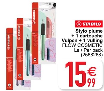 Promotion Cora Stylo Plume 1 Cartouche Vulpen 1 Vulling Flow Cosmetic Stabilo Materiel Pour Bureau Et Pour L Ecole Valide Jusqua 4 Promobutler