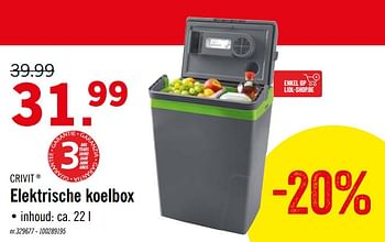 Promoties Elektrische koelbox - Crivit - Geldig van 03/08/2020 tot 08/08/2020 bij Lidl