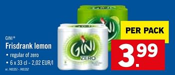 Promoties Frisdrank lemon - Gini - Geldig van 03/08/2020 tot 08/08/2020 bij Lidl