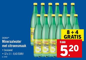 Promoties Mineraalwater met citroensmaak - Saskia - Geldig van 03/08/2020 tot 08/08/2020 bij Lidl