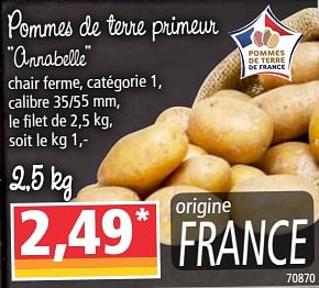 Promotions Pommes de terre primeur annabelle - Produit Maison - Norma - Valide de 29/07/2020 à 04/08/2020 chez Norma