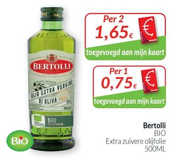 Promotions Bertolli bio extra zuivere olijfolie - Bertolli - Valide de 01/08/2020 à 31/08/2020 chez Intermarche