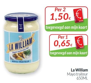 Promoties La william mayo traiteur - La William - Geldig van 01/08/2020 tot 31/08/2020 bij Intermarche