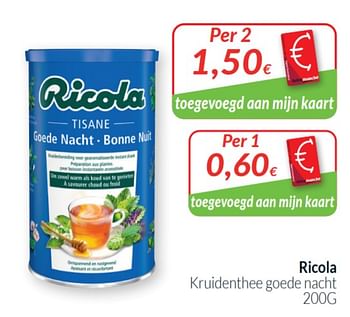 Promoties Ricola kruidenthee goede nacht - Ricola - Geldig van 01/08/2020 tot 31/08/2020 bij Intermarche