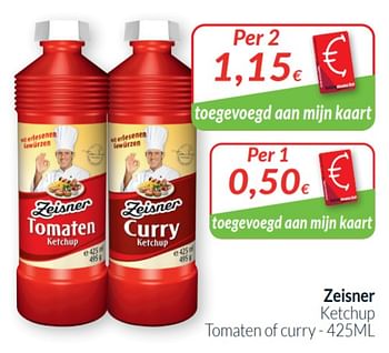 Promoties Zeisner ketchup tomaten of curry - Zeisner - Geldig van 01/08/2020 tot 31/08/2020 bij Intermarche