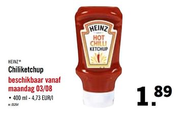 Promotions Chiliketchup - Heinz - Valide de 03/08/2020 à 08/08/2020 chez Lidl
