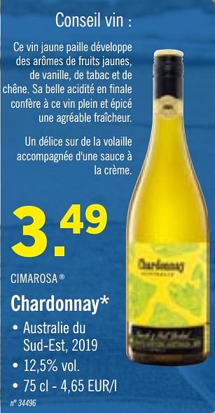 Promotions Chardonnay - Vins blancs - Valide de 03/08/2020 à 08/08/2020 chez Lidl