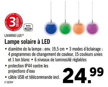 Promotions Livarno lux lampe solaire à led - Livarno Lux - Valide de 03/08/2020 à 08/08/2020 chez Lidl