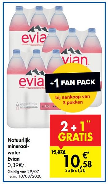 Promoties Natuurlijk mineraalwater evian - Evian - Geldig van 29/07/2020 tot 10/08/2020 bij Carrefour