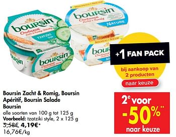 Promoties Boursin zacht + romig, boursin apéritif, boursin salade boursin tzatziki style - Boursin - Geldig van 29/07/2020 tot 10/08/2020 bij Carrefour