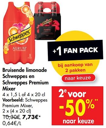 Promotions Bruisende limonade schweppes en schweppes premium mixer chweppes premium mixer - Schweppes - Valide de 29/07/2020 à 10/08/2020 chez Carrefour