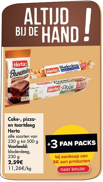 Promotions Cake-, pizza en taartdeeg herta bladerdeeg - Herta - Valide de 29/07/2020 à 10/08/2020 chez Carrefour