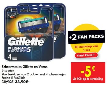 Promoties Scheermesjes gillette en venus set van 2 pakken met 4 scheermesjes fusion 5 proglide - Gillette - Geldig van 29/07/2020 tot 10/08/2020 bij Carrefour
