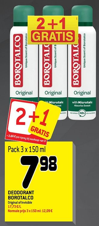 Promoties Deodorant borotalco - Borotalco - Geldig van 29/07/2020 tot 11/08/2020 bij Match